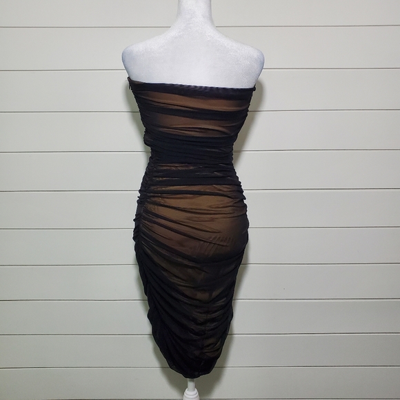 NORMA KAMALIWalter Strapless Mesh Mini Dress Size S /36 - Picture 3 of 10